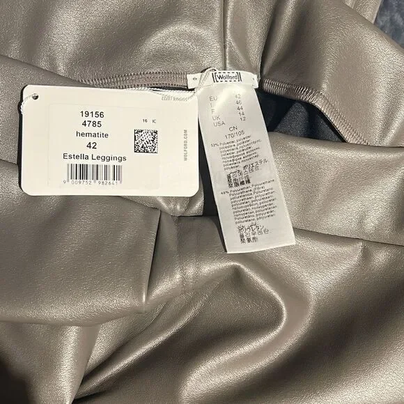 NWT Wolford Estella Faux Vegan Leggings Sz 12